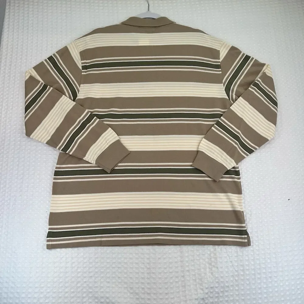 Polo Ralph Lauren Rugby Shirt XL Beige Green Striped Long Sleeve NWT